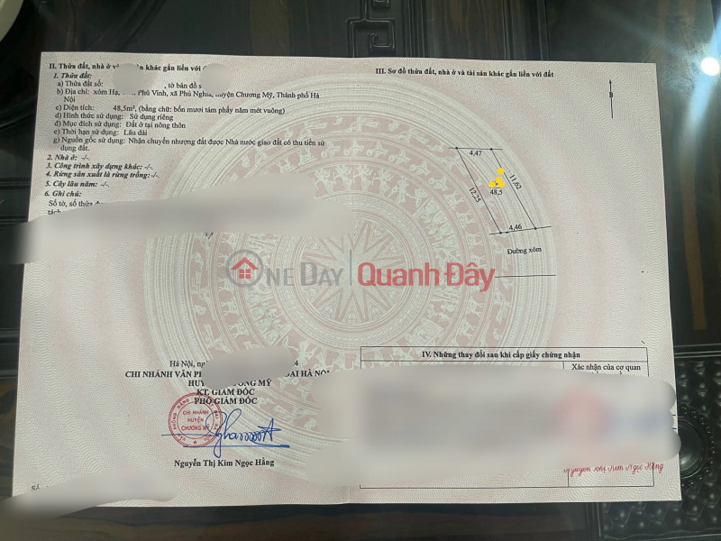 Property Search Vietnam | OneDay | Residential, Sales Listings 2 lots 45.5m2 (corner lot) and 48.5m2, price only 1.x billion (x tiny),Phu Vinh, Phu Nghia, Chuong My, Hanoi.