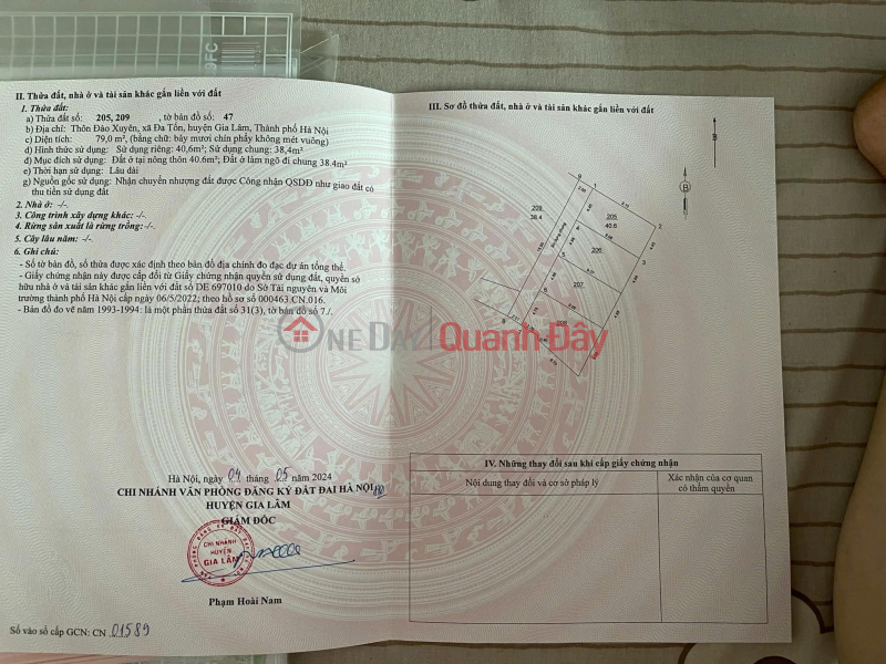 Property Search Vietnam | OneDay | Nhà ở | Niêm yết bán | CẦN BÁN 40,6 m2 ĐÀO XUYÊN - BÁT TRÀNG, GIÁ CHỈ 3,25 TỶ, LH 09885865658
