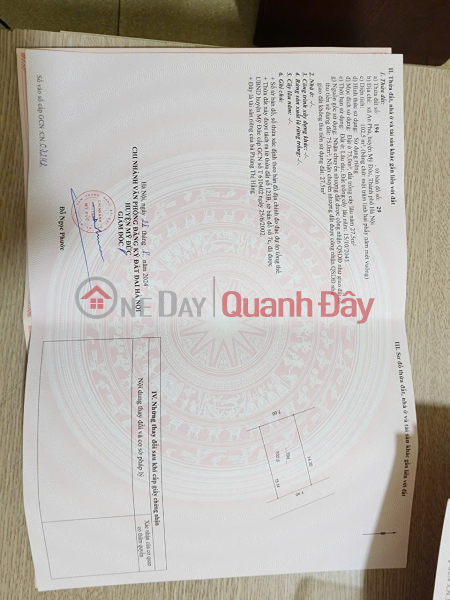 Need to quickly sell 02 plots of land with available certificates in My Duc, Hanoi, over 100m2, only 530 million Sales Listings