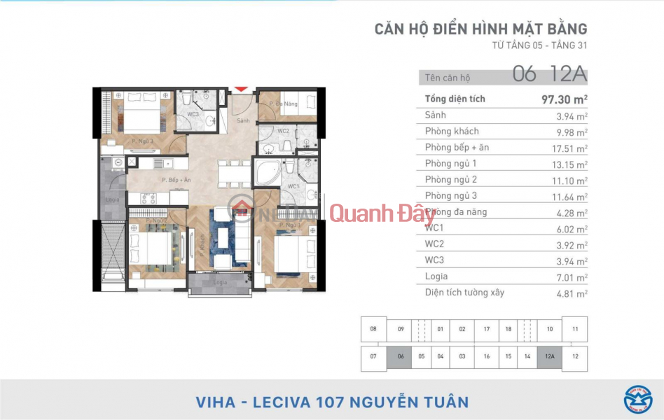 BÁN căn hộ 2PN 2WC 73m2 giá tốt nhất thị trường, tầng đẹp, giá 7Xtr/m2 | Việt Nam Bán | đ 8,5 tỷ