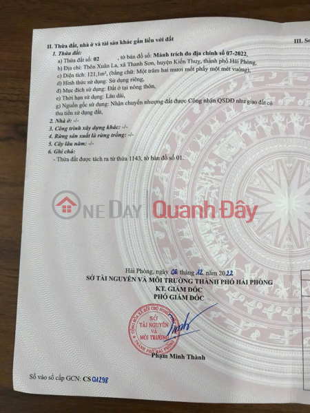 Property Search Vietnam | OneDay | Residential, Sales Listings, BEAUTIFUL LAND IN XUAN LA – THANH SON – PRICE ONLY 1.7X BILLION – CAR ALLEY, NEAR HOT AUCTION AREA – ZALO 0567 222 555