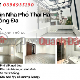 Bán nhà Phố Thái Hà, Ngõ Đẹp, Sổ Vuông, 9 Ngủ, 58mx5T, Giá: 12.9 Tỷ, Lh: 0396935190. _0