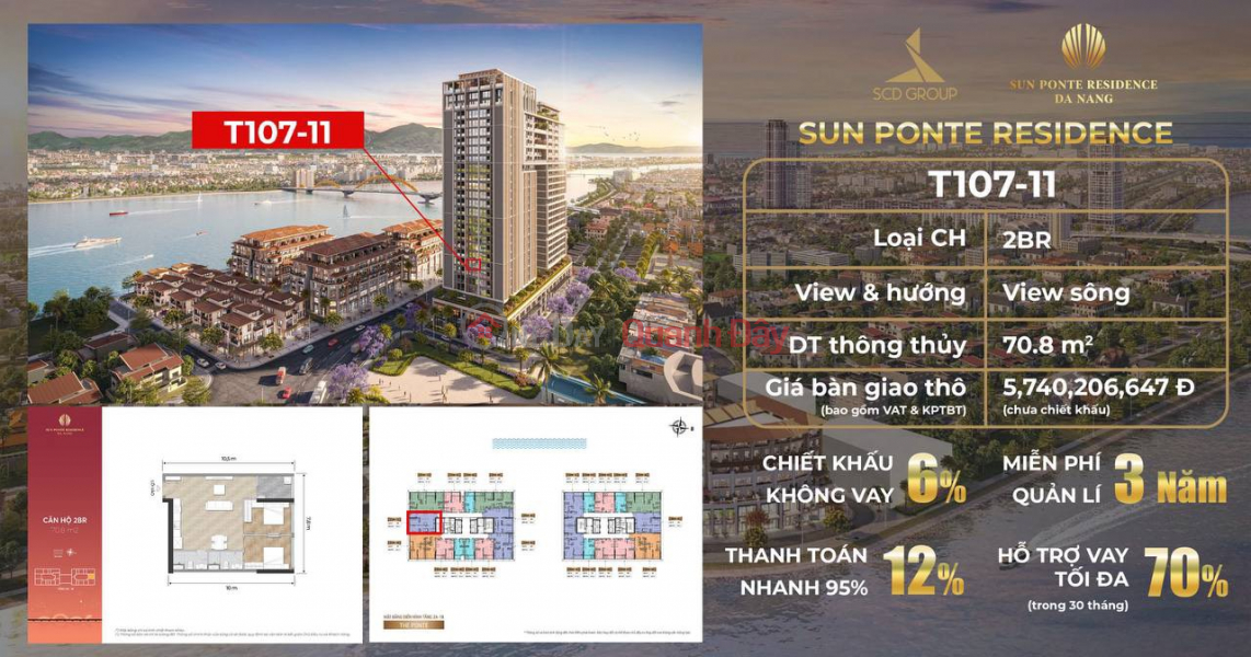 Căn hộ cao cấp 2 phòng ngủ Sun Ponte Đà Nẵng, Việt Nam | Bán | đ 5,74 tỷ