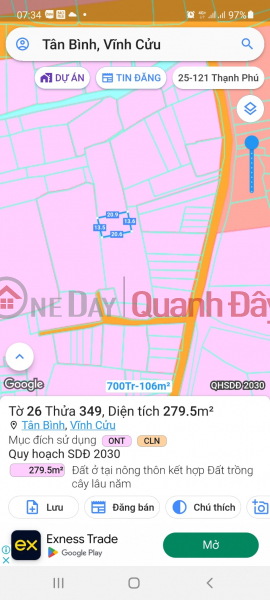 Property Search Vietnam | OneDay | Nhà ở | Niêm yết bán ĐẤT NGỘP BÁN NHANH 300m2 đất xây biệt thự vườn xã Tân Bình,Vĩnh Cửu