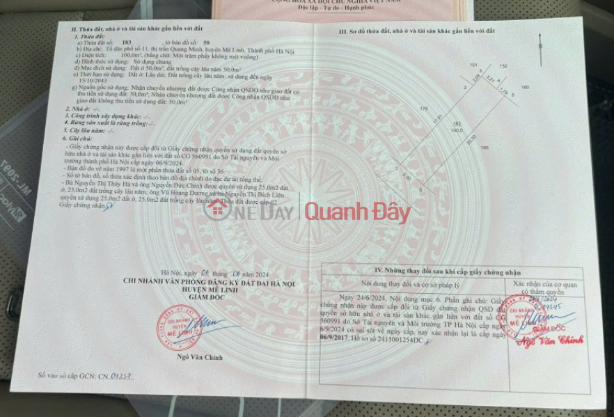 đ 4.7 Billion Owner selling beautiful land in Quang Minh - Me Linh, on the second main road, accessible by cars and large trucks.