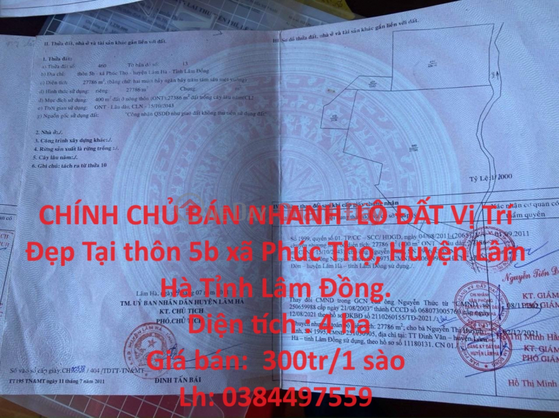 CHÍNH CHỦ BÁN NHANH LÔ ĐẤT Vị Trí Đẹp Tại Huyện Lâm Hà Tỉnh Lâm Đồng Niêm yết bán