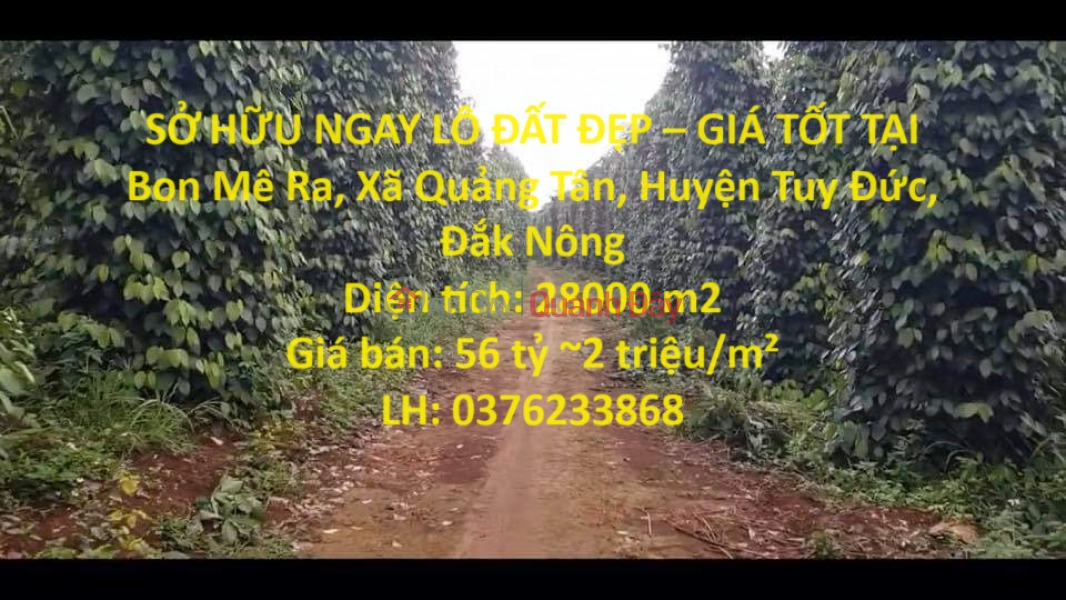 SỞ HỮU NGAY LÔ ĐẤT ĐẸP – GIÁ TỐT TẠI Xã Quảng Tân, Huyện Tuy Đức, Đắk Nông Niêm yết bán