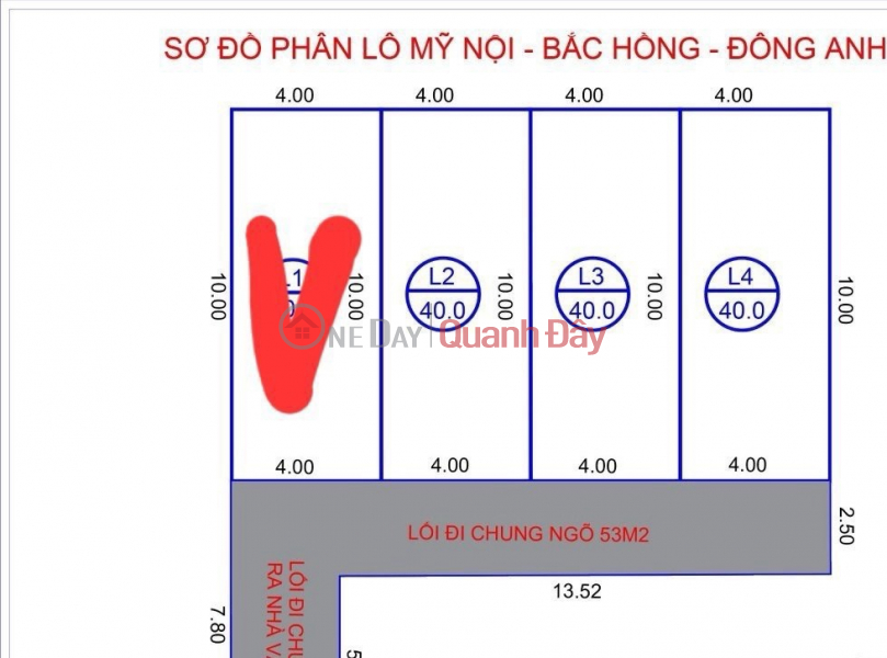 Property Search Vietnam | OneDay | Nhà ở Niêm yết bán | Bán 3 lô đất Mỹ Nội, Bắc Hồng, 40m x 4m gần oto, giá nhỉnh 1 tỷ TL. LH: 0936123469