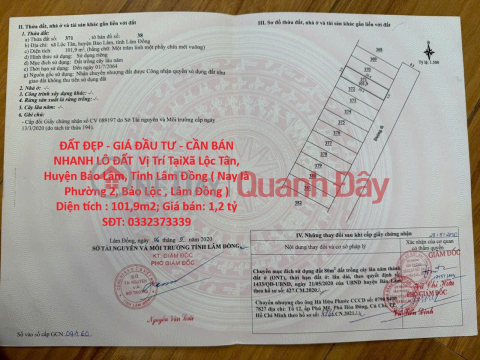 ĐẤT ĐẸP - GIÁ ĐẦU TƯ - CẦN BÁN NHANH LÔ ĐẤT Vị Trí Tại Phường 2, TP Bảo Lộc, Tỉnh Lâm Đồng _0