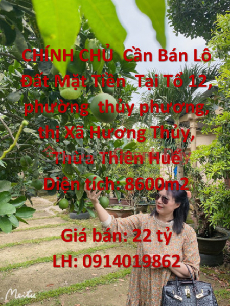 CHÍNH CHỦ Cần Bán Lô Đất Mặt Tiền Tại phường thủy phương, thị Xã Hương Thủy, Thừa Thiên Huế Niêm yết bán