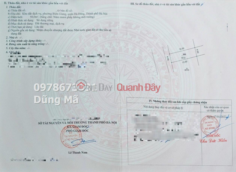 Property Search Vietnam | OneDay | Nhà ở, Niêm yết bán | BÁN LÔ ĐẤT 50M TẠI BIÊN GIANG-QUẬN HÀ ĐÔNG