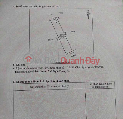 Land for sale in Hamlet 2, Nghi Phong, near the school and the commune office. _0
