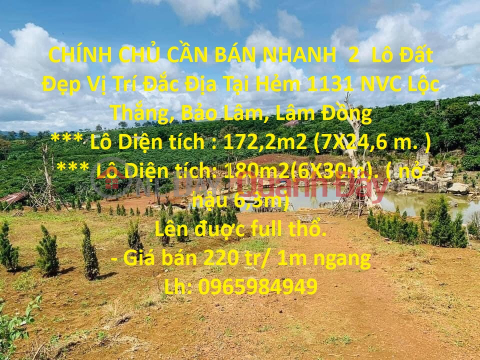 GENERAL FOR SALE QUICKLY 2 Beautiful Land Lots Prime Location In Loc Thang Bao Lam, Lam Dong _0