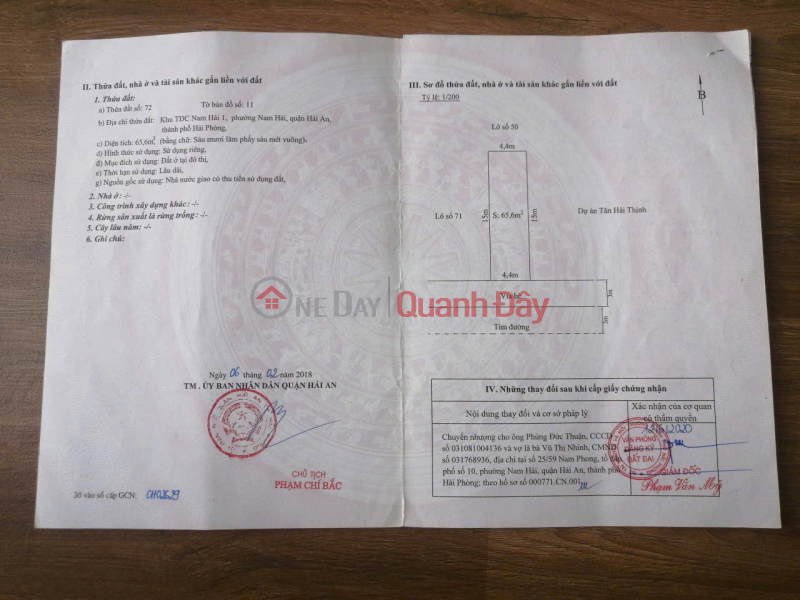 Selling a 65.6m2 plot of land in the Nam Hai 1 Resettlement Area - Hai An District - Hai Phong., Vietnam Sales | đ 45 Million