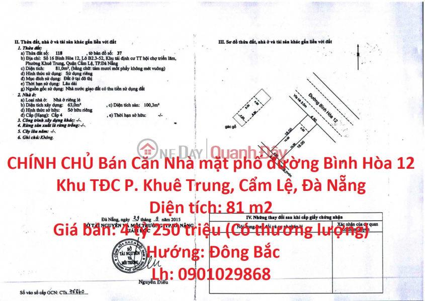 FOR SALE House on Binh Hoa Street, 12 Resettlement Area, Khue Trung Ward, Cam Le, Da Nang Sales Listings