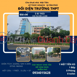 CỰC HIẾM, Cho thuê nhà mặt tiền Lê Thúc Hoạch 240m2, 3Lầu+ST,NGANG 12M _0