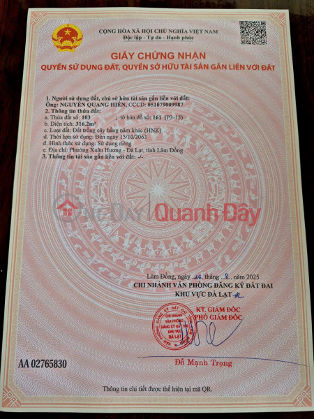 đ 27 Billion | PROFITABLE INVESTMENT - Owner Sells Land in Prime Location on Nguyen Trung Truc Street, Ward 3 (old),Da Lat