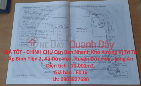 GIÁ TỐT - CHÍNH CHỦ Cần Bán Nhanh Kho Xưởng Vị Trí Tại Tỉnh Long An _0