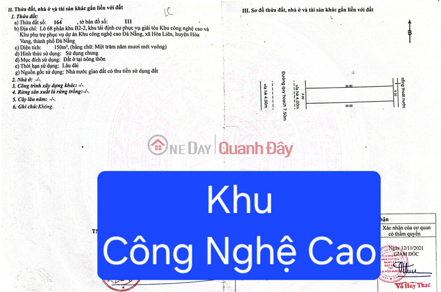 Property Search Vietnam | OneDay | Nhà ở, Niêm yết bán Bán đất 1 cặp KHU CÔNG NGHỆ CAO (Sát Nguyễn Tất Thành nối dài)