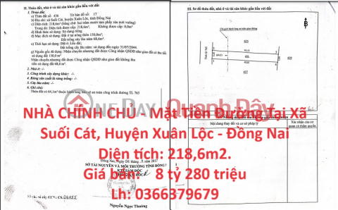 NHÀ CHÍNH CHỦ - Mặt Tiền Đường Tại Xã Suối Cát, Huyện Xuân Lộc - Đồng Nai _0