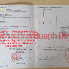 PRIME LOCATION - GREAT PRICE - FOR SALE: 1,119.8 M² GARDEN LAND PLOT WITH TWO FRONTAGES IN TAN PHU TRUNG COMMUNE, CU CHI DISTRICT, HO CHI MINH CITY _0