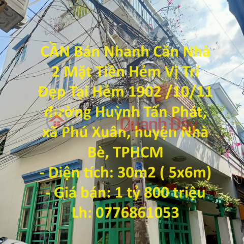 CẦN Bán Nhanh Căn Nhà 2 Mặt Tiền Hẻm Vị Trí Đẹp Tại huyện Nhà Bè, TPHCM _0