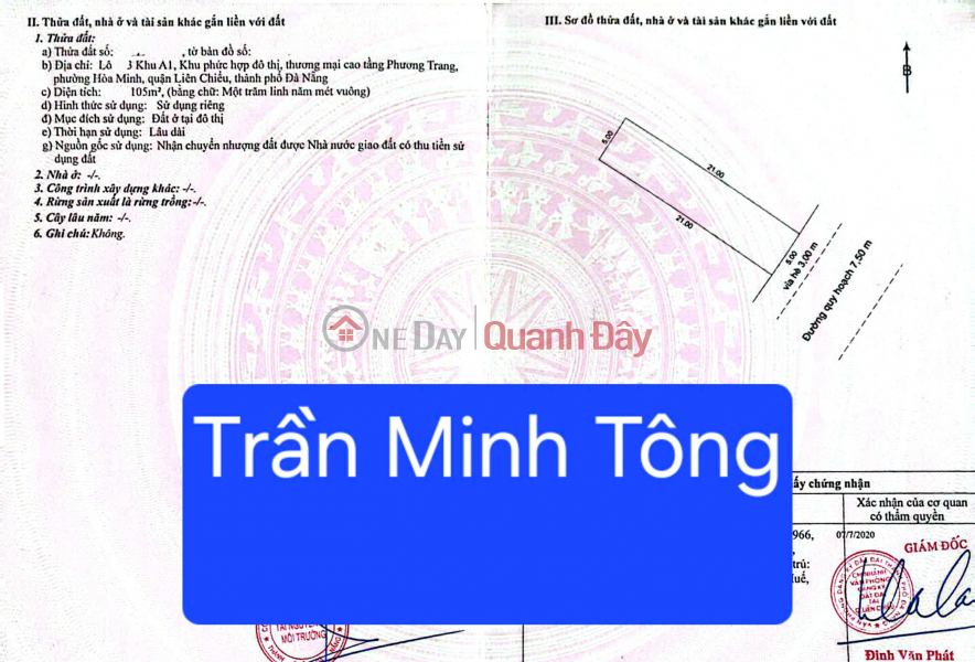 BÁN ĐẤT MẶT TIỀN ĐƯỜNG TRẦN MINH TÔNG - GẦN BIỂN Niêm yết bán