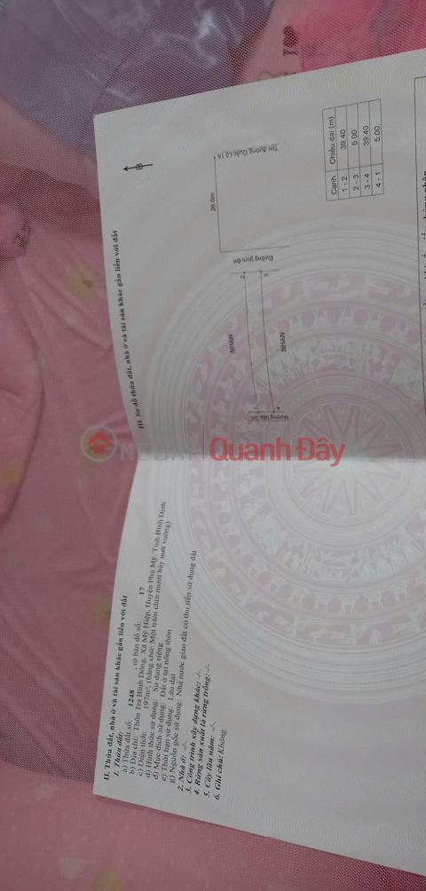 ĐẤT CHÍNH CHỦ - VỊ TRÍ ĐẸP Thôn Trà Bình Đông, Xã Mỹ Hiệp, Phù Mỹ - Bình Định _0