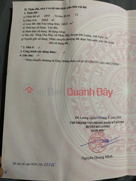 Property Search Vietnam | OneDay | Residential Sales Listings | BEAUTIFUL LAND - GOOD PRICE - URGENTLY FOR SALE Plot of Land in the Central Area of Nen Nhan Son Market, Do Luong, Nghe An Province.