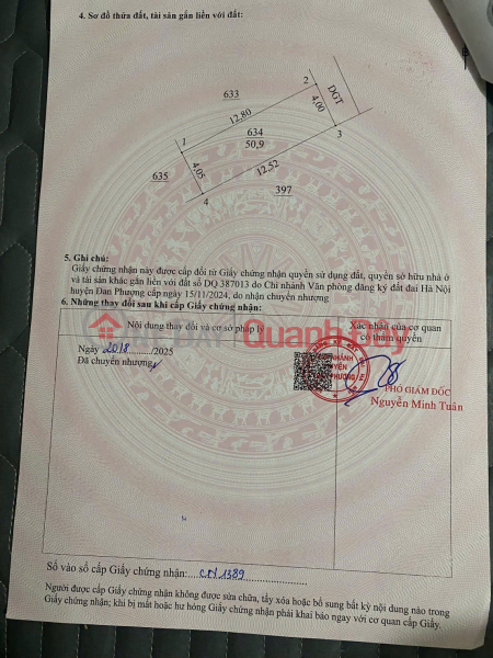 50.9m² of land in Trung Chau, Lien Minh, Hanoi. Sales Listings