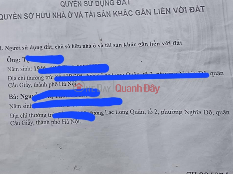 Property Search Vietnam | OneDay | Nhà ở, Niêm yết bán | CHÍNH CHỦ BÁN NHÀ 2 MẶT TIỀN ĐƯỜNG LẠC LONG QUÂN, TỔ 1, PHƯỜNG NGHĨA ĐÔ, CẦU GIẤY, HN.