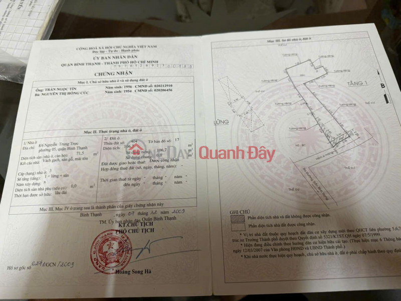 CẦN BÁN NHÀ 8/6 Nguyễn Trung Trực, Phường 5, Quận Bình Thạnh, TP Hồ Chí Minh | Việt Nam, Bán đ 9,5 tỷ