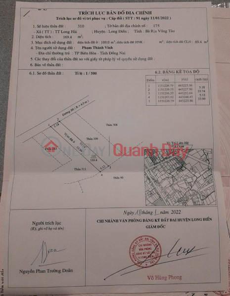 ĐẤT CHÍNH CHỦ - VỊ TRÍ ĐẸP Gần Đường 3/2 TT Long Hải, Long Điền - Bà Rịa Vũng Tàu Việt Nam, Bán, đ 3,2 tỷ