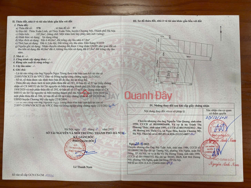 đ 2,1 tỷ | BÁN LÔ ĐẤT ĐẸP CHÍNH CHỦ - Giá tốt - Vị trí đẹp thôn Xuân Linh, Thủy Xuân Tiên, Chương Mỹ