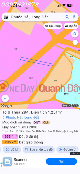 Land for sale in Ho So Bong resort area, Long My, Ba Ria Vung Tau, area 1250 m2, investment price. | Vietnam | Sales | đ 6.25 Billion