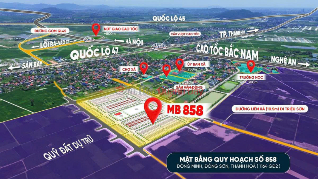 Land area of Dong Minh commune, Dong Son district, Thanh Hoa. 2 Villa lots: Sales Listings