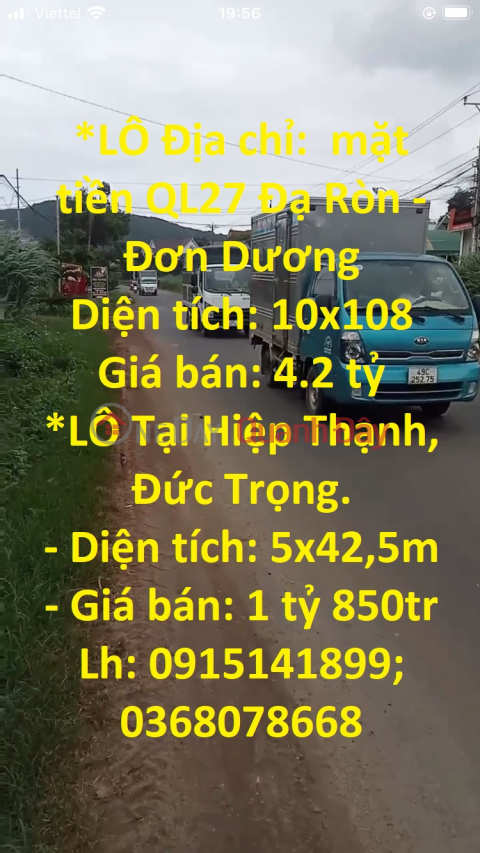 BEAUTIFUL LAND - GOOD PRICE - Owner Urgently Need to Sell 2 Beautiful Land Lots In Duc Trong- Don Duong, Lam Dong _0