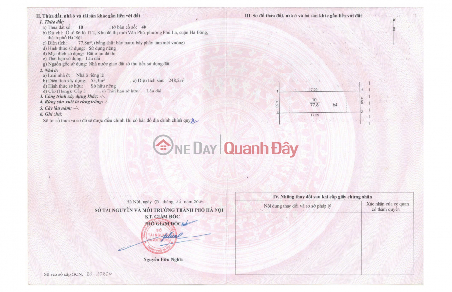 OWNER selling townhouse in TT2 Van Phu, 19.3 billion VND, 77.8m2. Ha Dong District, Hanoi. Sales Listings