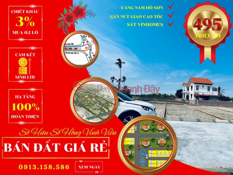 The owner needs to sell 2 plots of land adjacent to each other with 2 open sides in the center of Hoa Nghia ward, Duong Kinh district, price 1 Sales Listings