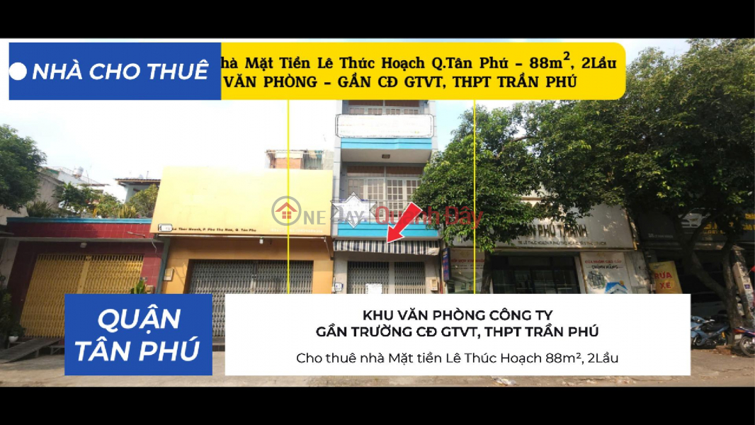 House for rent on Le Thuc Hoach Street, 88m², 2 floors - OFFICE AREA, SCHOOL Rental Listings