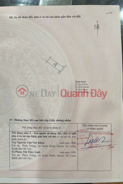 BÁN ĐẤT 49 m2 AN ĐÀO – TRÂU QUỲ- GIA LÂM – GIÁ CHỈ 5.3 TỶ. LH 0985865658 Niêm yết bán