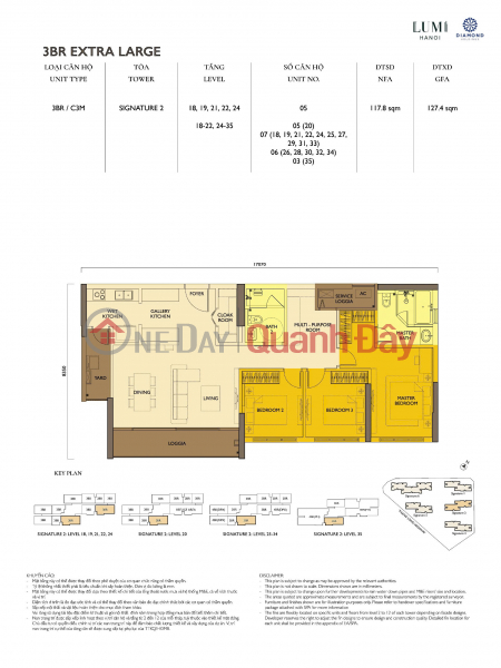 Property Search Vietnam | OneDay | Nhà ở Niêm yết bán | Sống sang tại Lumi Hanoi: 3PN 127m2 tòa S2, bc đông nam mát mẻ - bán bằng giá HĐMB 9.2 tỷ