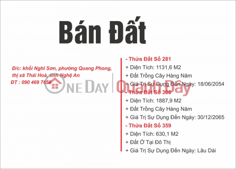 Đất Đẹp - Giá Tốt - Chính Chủ Cần Bán 3 Lô Đất Vị Trí Đẹp Tại Thị Xã Thái Hòa - Nghệ An _0