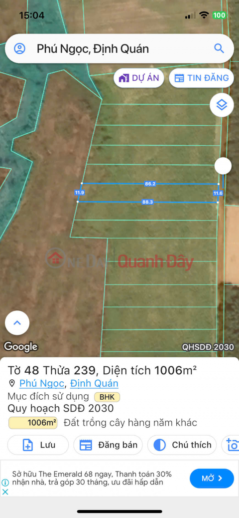 BANK LIQUIDATION, URGENTLY NEED TO SELL LAND LOT IN PHU NGOC COMMUNE, DINH QUAN, DONG NAI, PRICE 4.5 BILLION _0