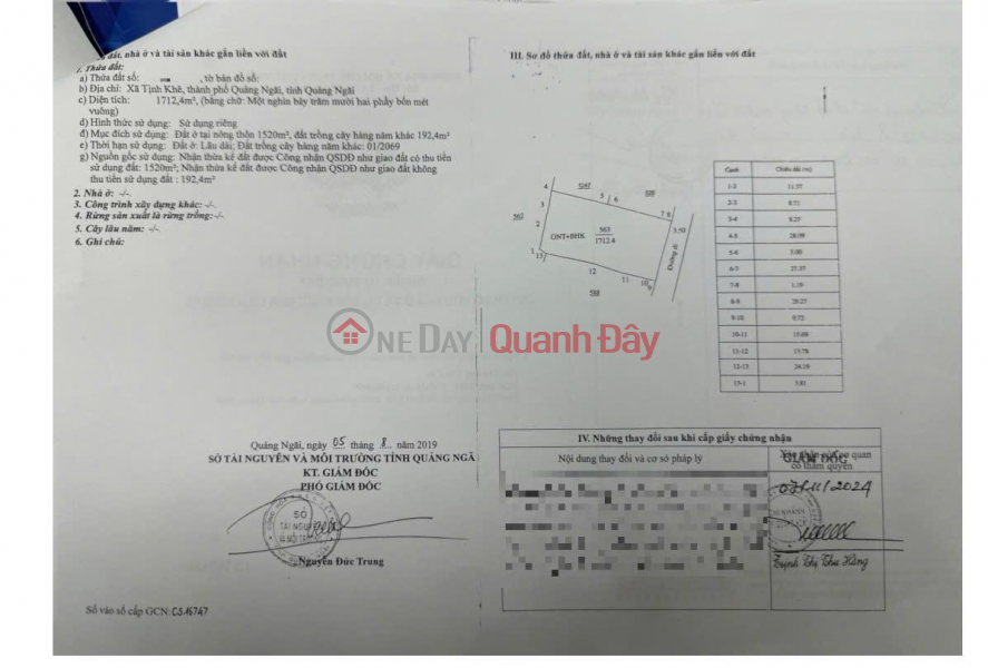 Bán vườn 1712mv Tịnh Khê hướng Đông, đường ô tô, giá 3.6 triệu/m2 | Việt Nam, Bán đ 6,5 tỷ