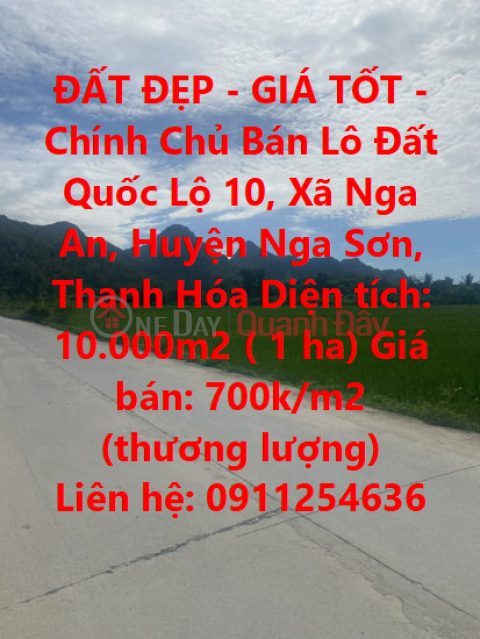 ĐẤT ĐẸP - GIÁ TỐT - Chính Chủ Bán Lô Đất Đường Quốc Lộ 10, Huyện Nga Sơn, Tỉnh Thanh Hóa _0