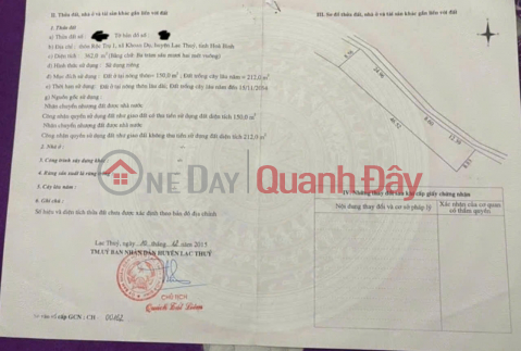 Bán 450m2 Đất Chính Chủ Tại Thôn Rộc Trụ I, Xã Khoan Dụ, Huyện Lạc Thủy, Hòa Bình _0