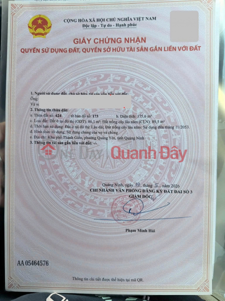 Chính chủ cần bán gấp lô đất khu phố Thành Giền, Hà An, Quảng Yên - Ngõ ô tô tránh nhau, Việt Nam | Bán | đ 1,7 tỷ