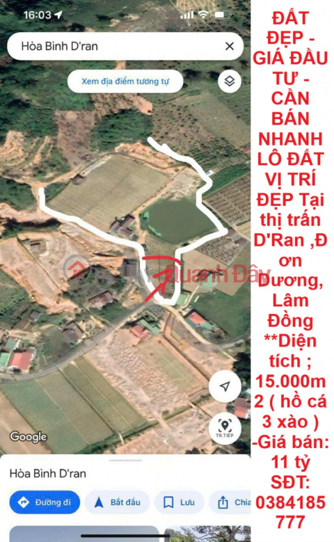BEAUTIFUL LAND - INVESTMENT PRICE - QUICK SALE OF LAND IN GOOD LOCATION In D'Ran town, Don Duong, Lam Dong _0