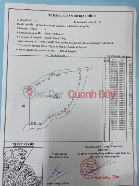 Property Search Vietnam | OneDay | Residential, Sales Listings Owner Needs To Sell Land Plot In Suoi Rao Commune, Chau Duc District, Ba Ria Vung Tau Province,